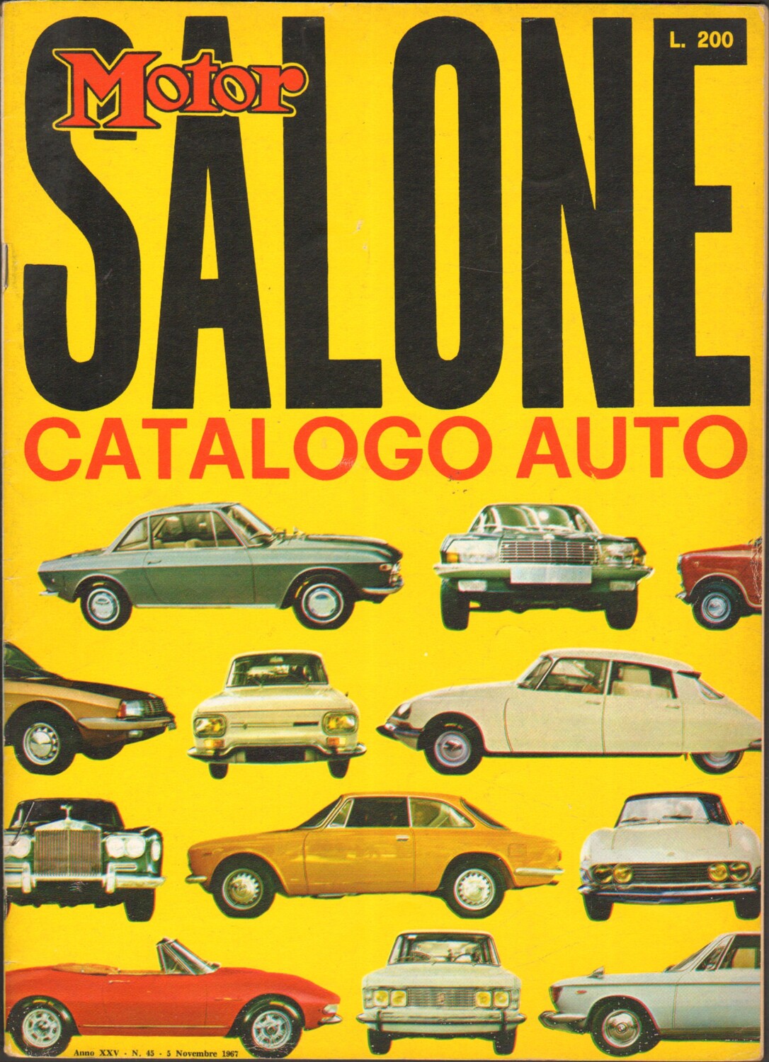 Rivista Motor n. 45 del 5 Novembre 1967 - Salone Catalogo Auto