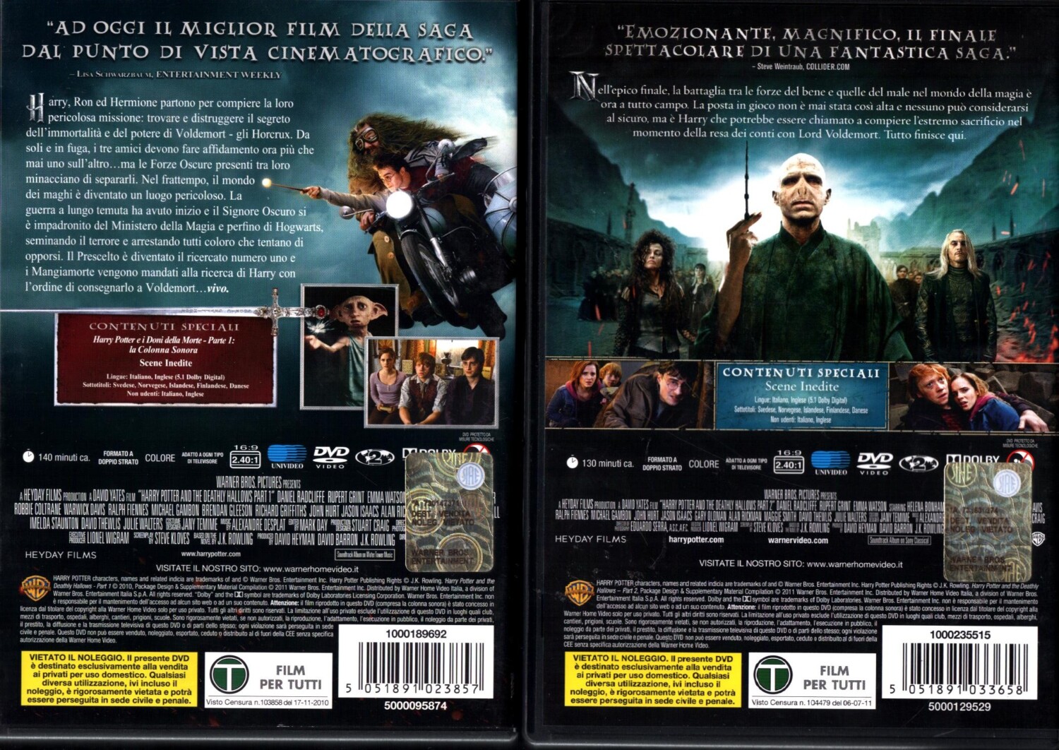 Harry Potter e i Doni della Morte - Parte 1 e 2 con 2 DVD in Italiano