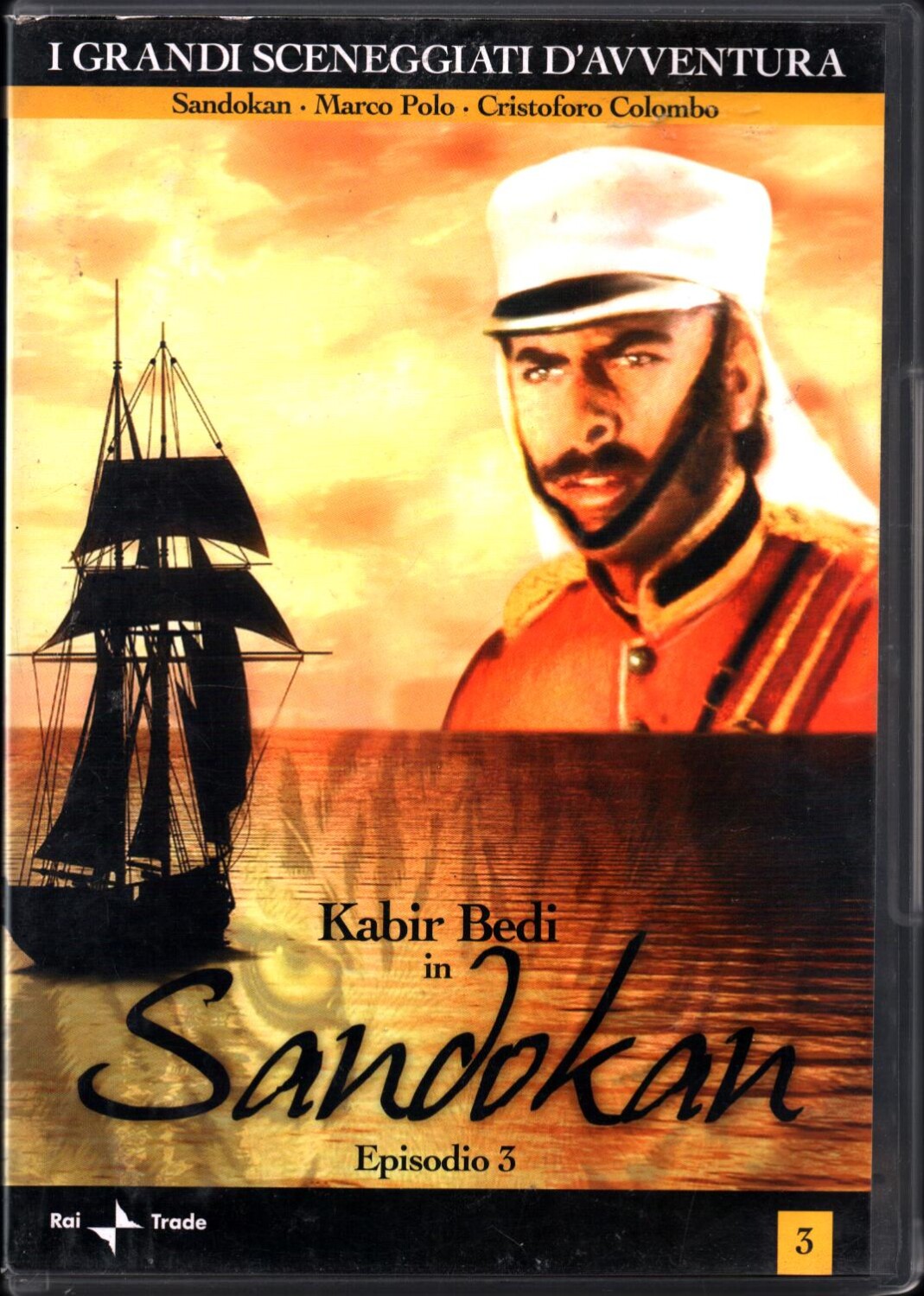 Sandokan episodio 3 con Kabir Bedi. DVD in Italiano. I Grandi Sceneggiati  d’Avventura. Versione da edicola