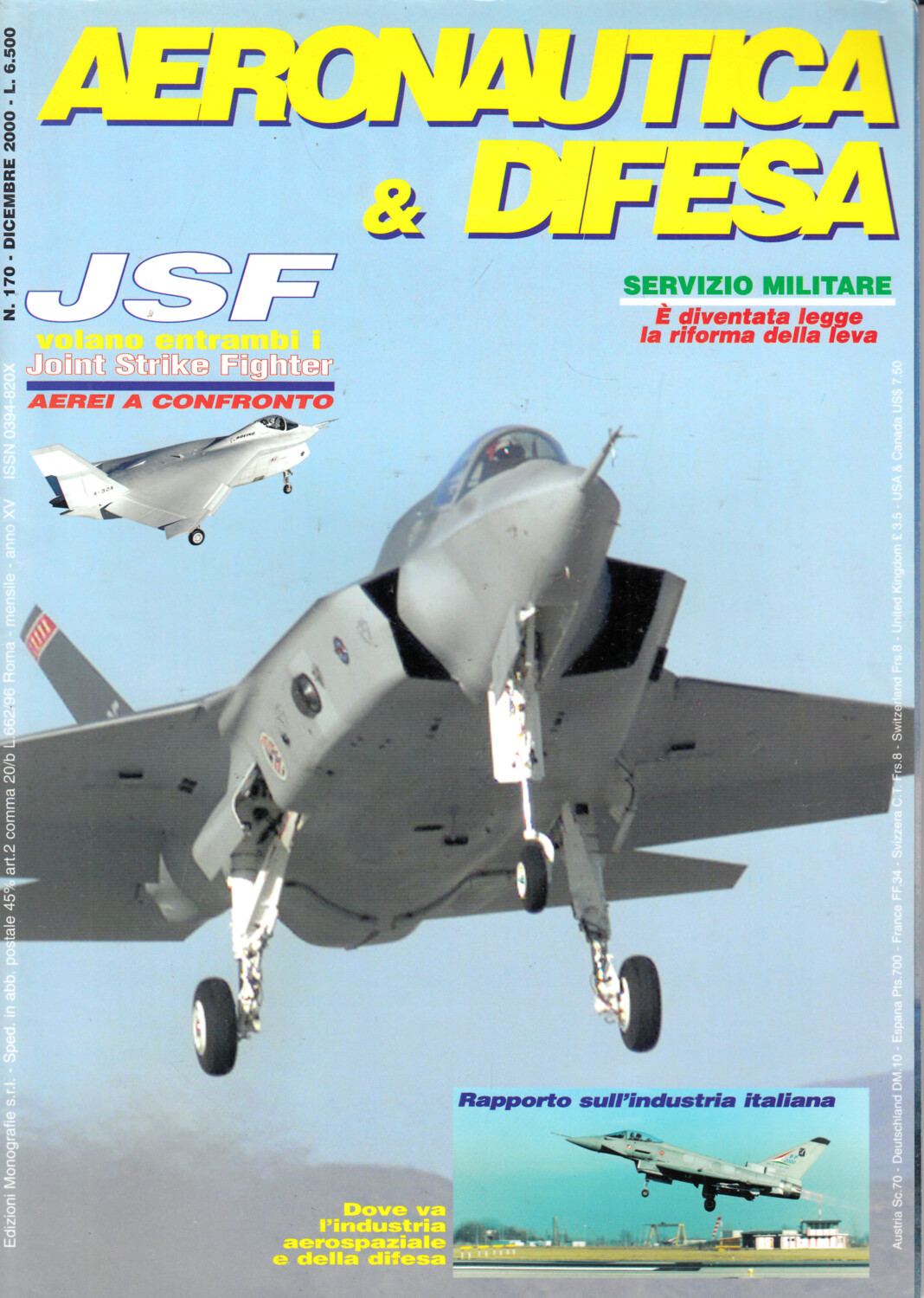 Rivista Aeronautica Difesa n. 170 Dicembre 2000. In copertina X 35A Lockheed Martin