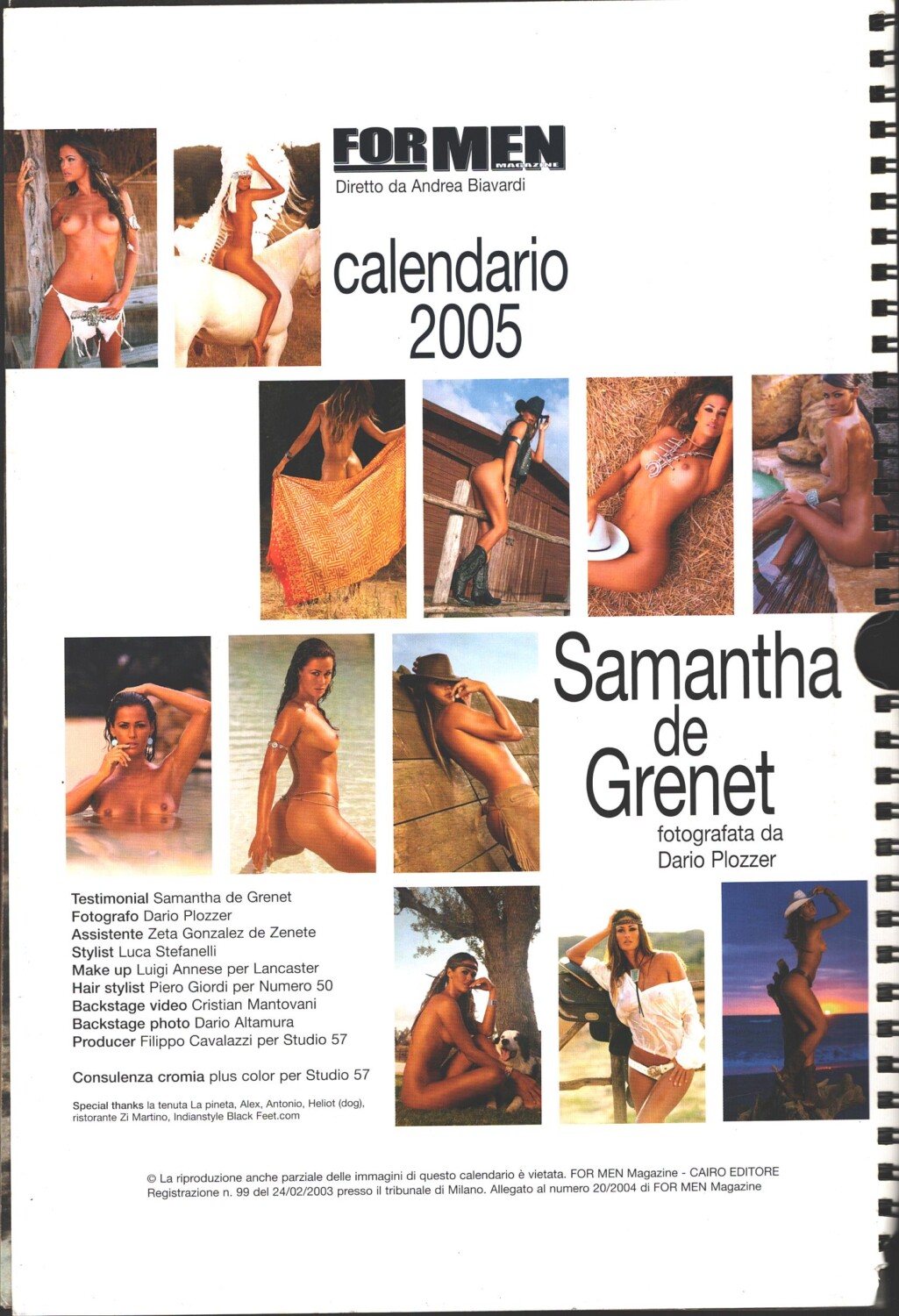 Calendario For Men Samantha De Grenet Anno 2005. Fotografie di Dario  Plozzer – Emporio di milo